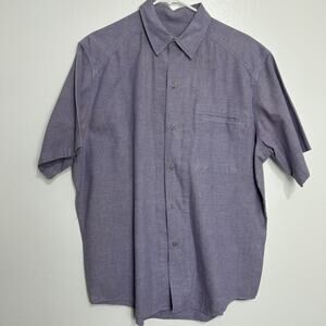 Vintage Calvin Klein Shirt Large Mens 100% Cotton Button Front Purple